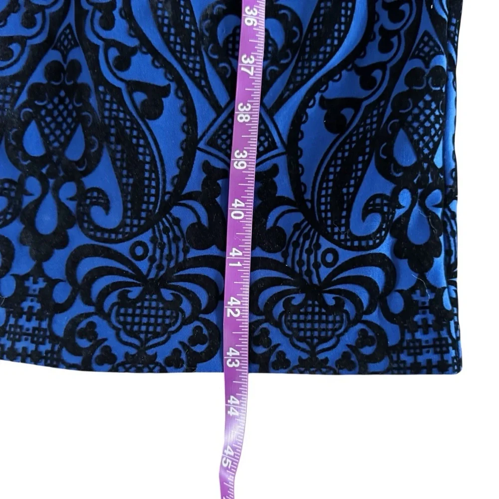 eci‎ Y2K velvet burnout blue black Sleeveless midi Dress elegant sheath goth